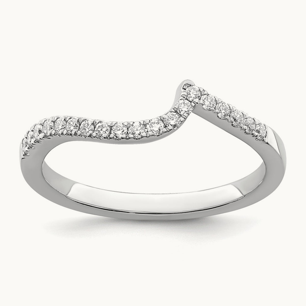 Diamond Contoured Wedding Band, 14K White Gold