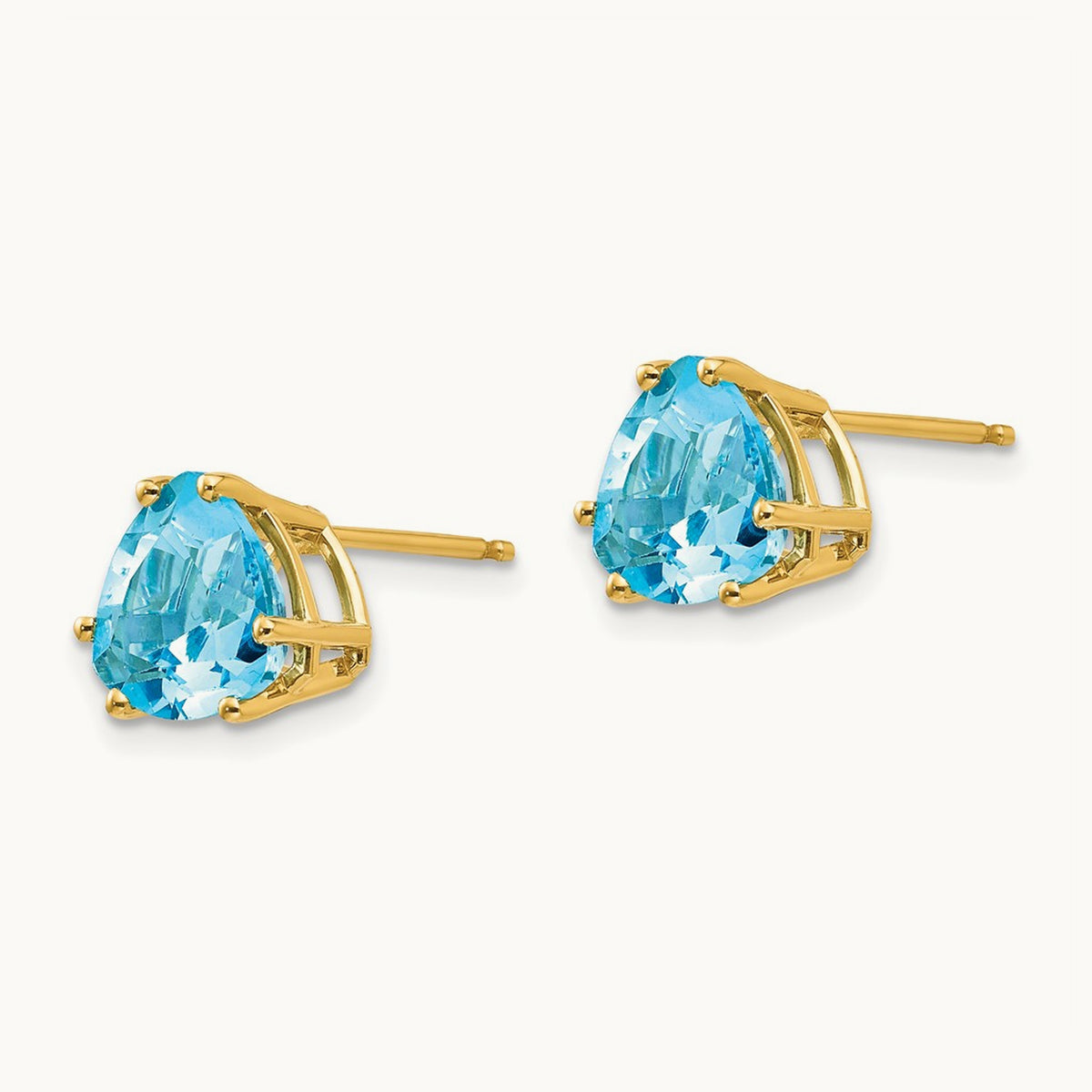 Trillion Blue Topaz Earrings, 8mm, 14K