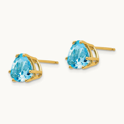 Trillion Blue Topaz Earrings, 8mm, 14K