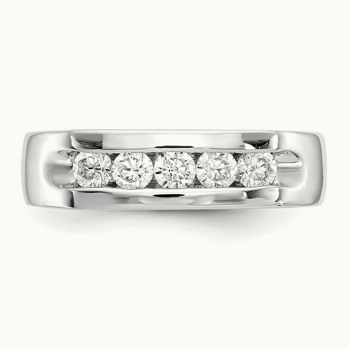 5-Stone Diamond Channel Band, 14K White Gold