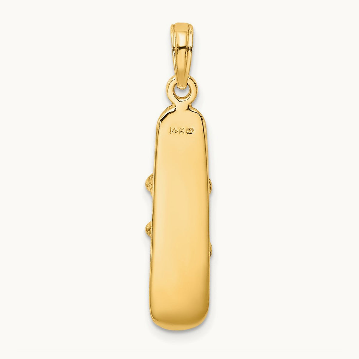 Solid Polished 3-D Snowboard Charm, 14K