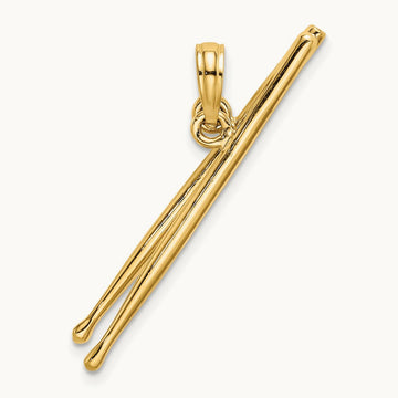 3-D Moveable Drum Sticks Charm, 14K