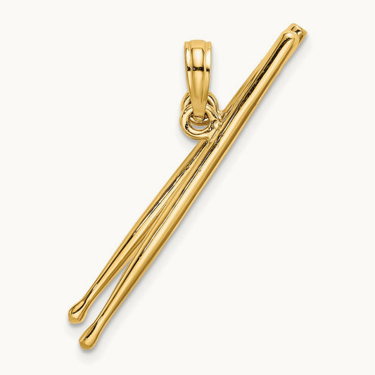 3-D Moveable Drum Sticks Charm, 14K