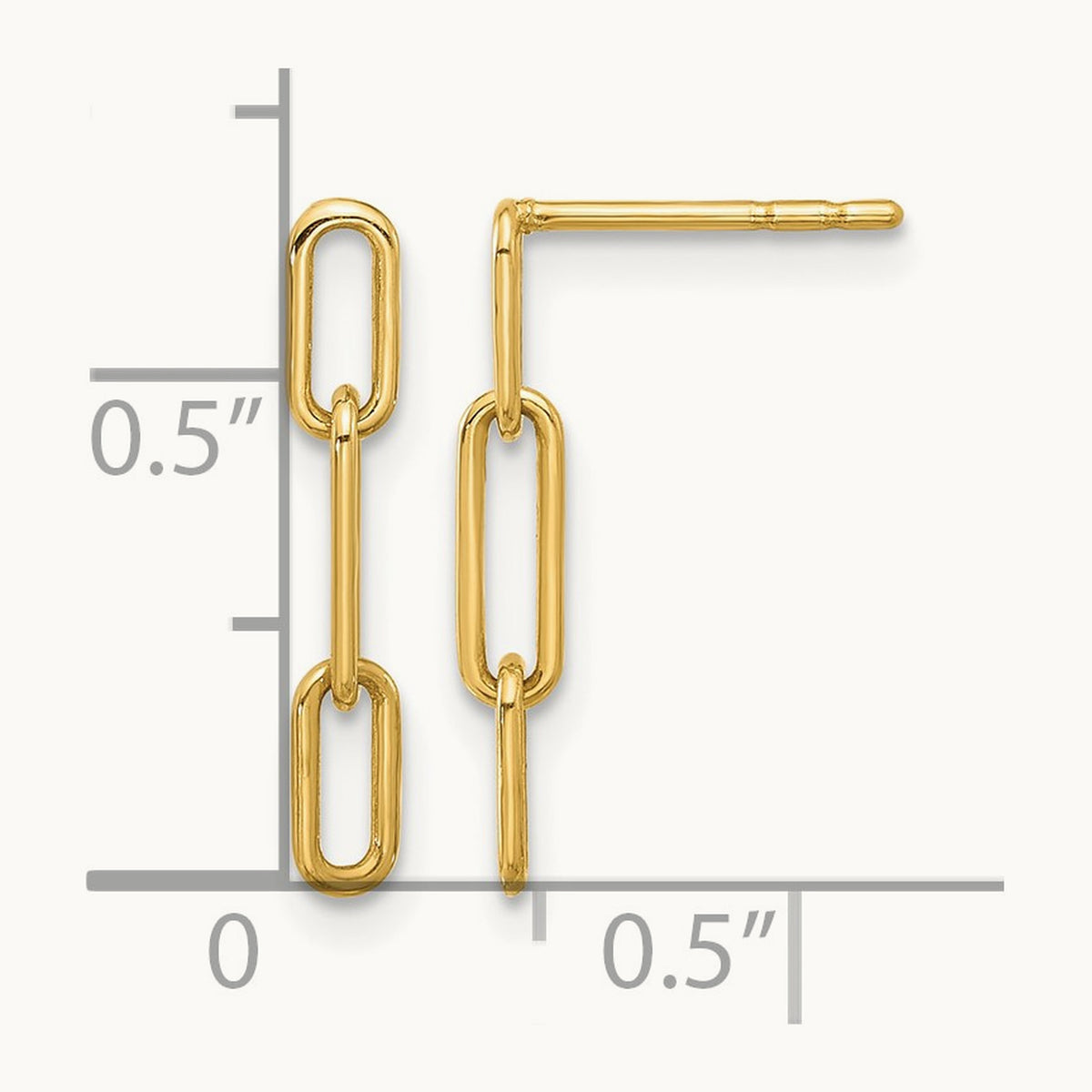 Polished Open Link Post Dangle Earrings, 14K