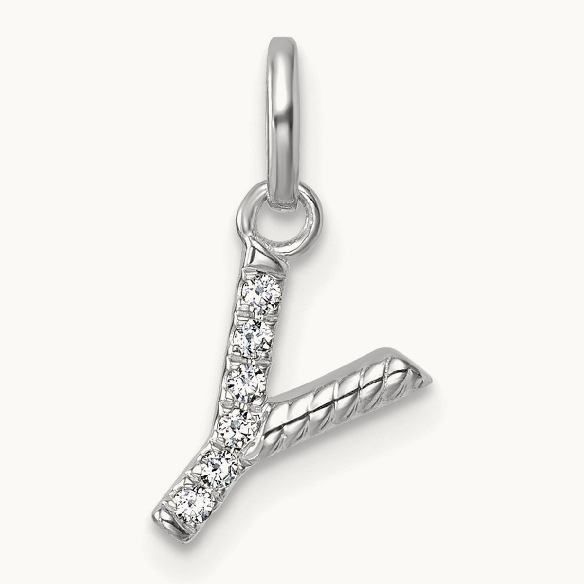 Twisted Diamond Charm — 14K White Gold, Y