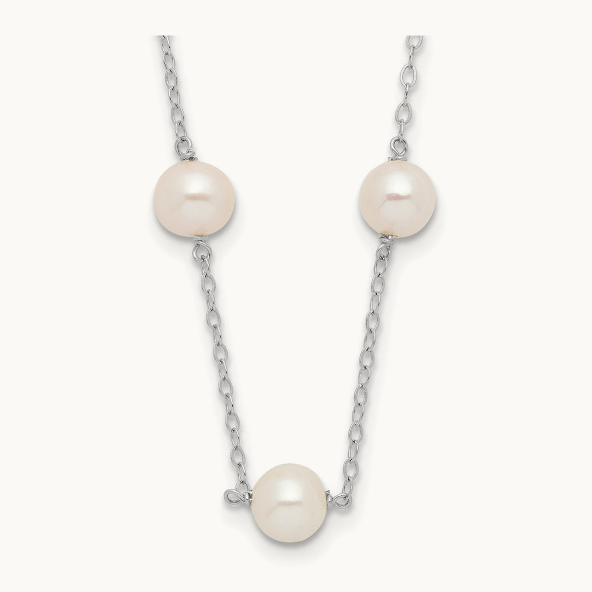 WG 5.5- White Near Round FWC Pearl 12-station Necklace, 6.5mm, 14K