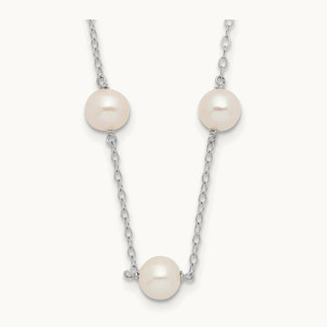 WG 5.5- White Near Round FWC Pearl 12-station Necklace, 6.5mm, 14K
