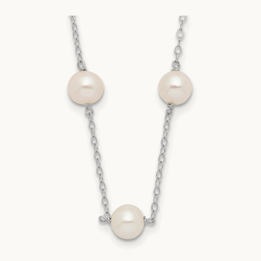 WG 5.5- White Near Round FWC Pearl 12-station Necklace, 6.5mm, 14K