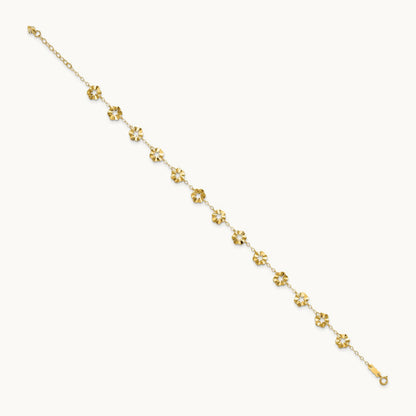 Adjustable Flower 10in Plus 1in ext. Anklet, 14K