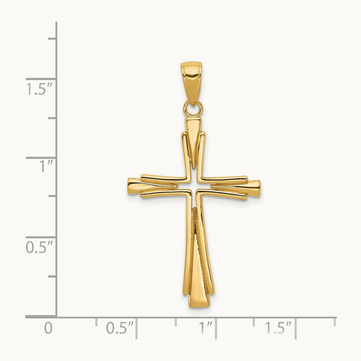 Polished Solid Cross Pendant — 14K Yellow Gold
