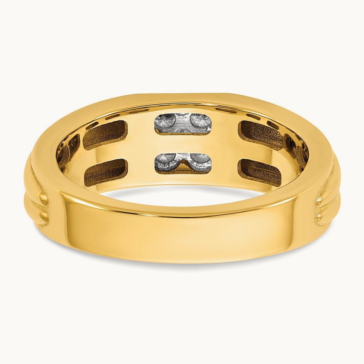 Setting: 14K Two-Tone IB Goodman Men's Polished 4-Stone Diamond Ring Mounting, 14K Gold — 14K Two-Tone Gold