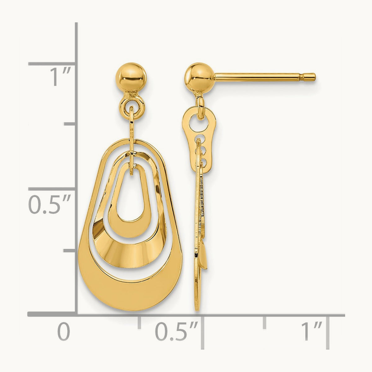 Polished Post Dangle Earrings, 14K — Leslie's