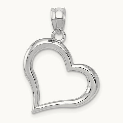 Polished Open Heart Pendant, 14K White Gold
