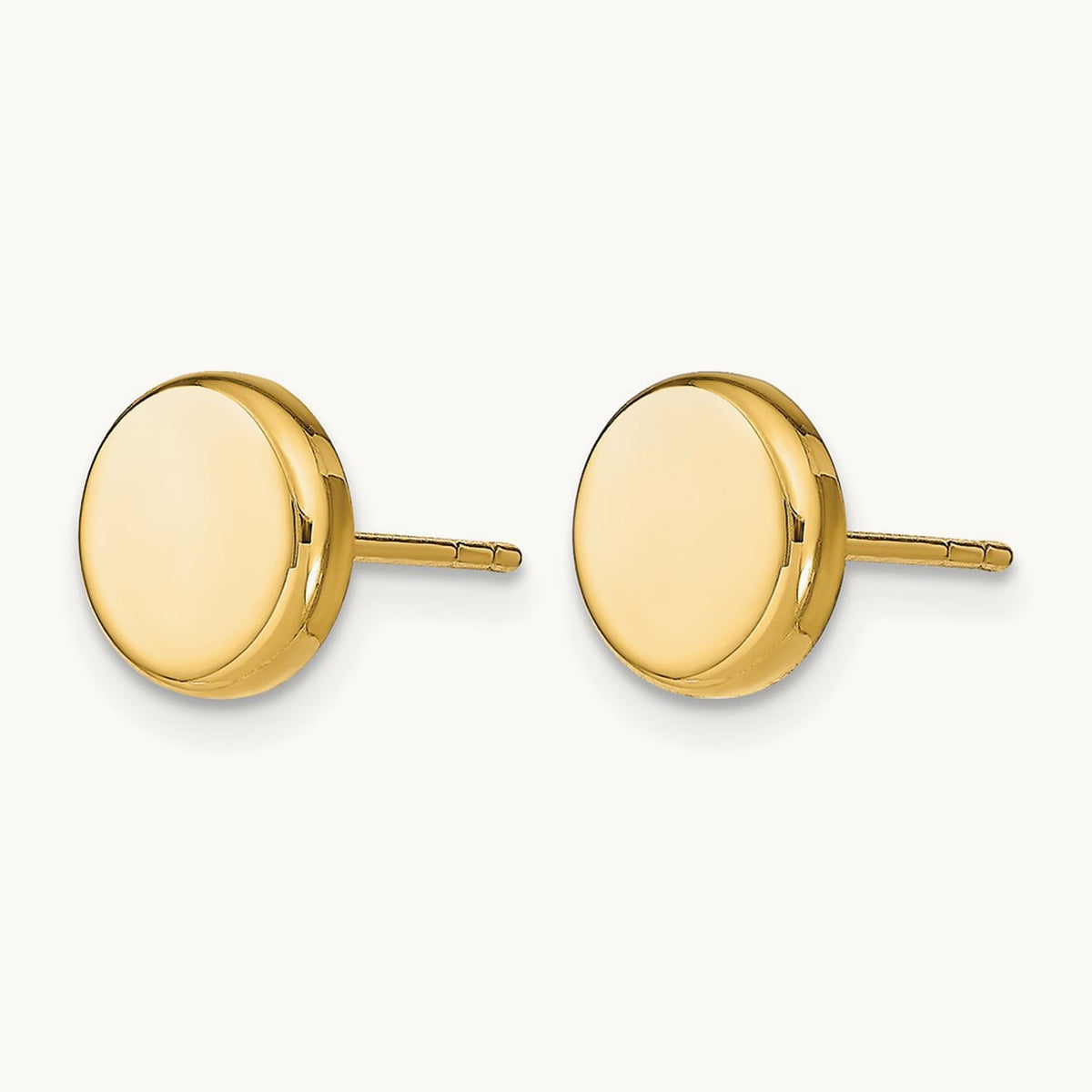 Polished Button Post Earrings — 14K Yellow Gold