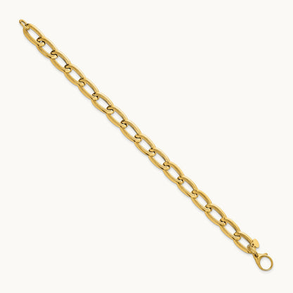 Polished And Textured Long Curb 7.5in Bracelet, 14K