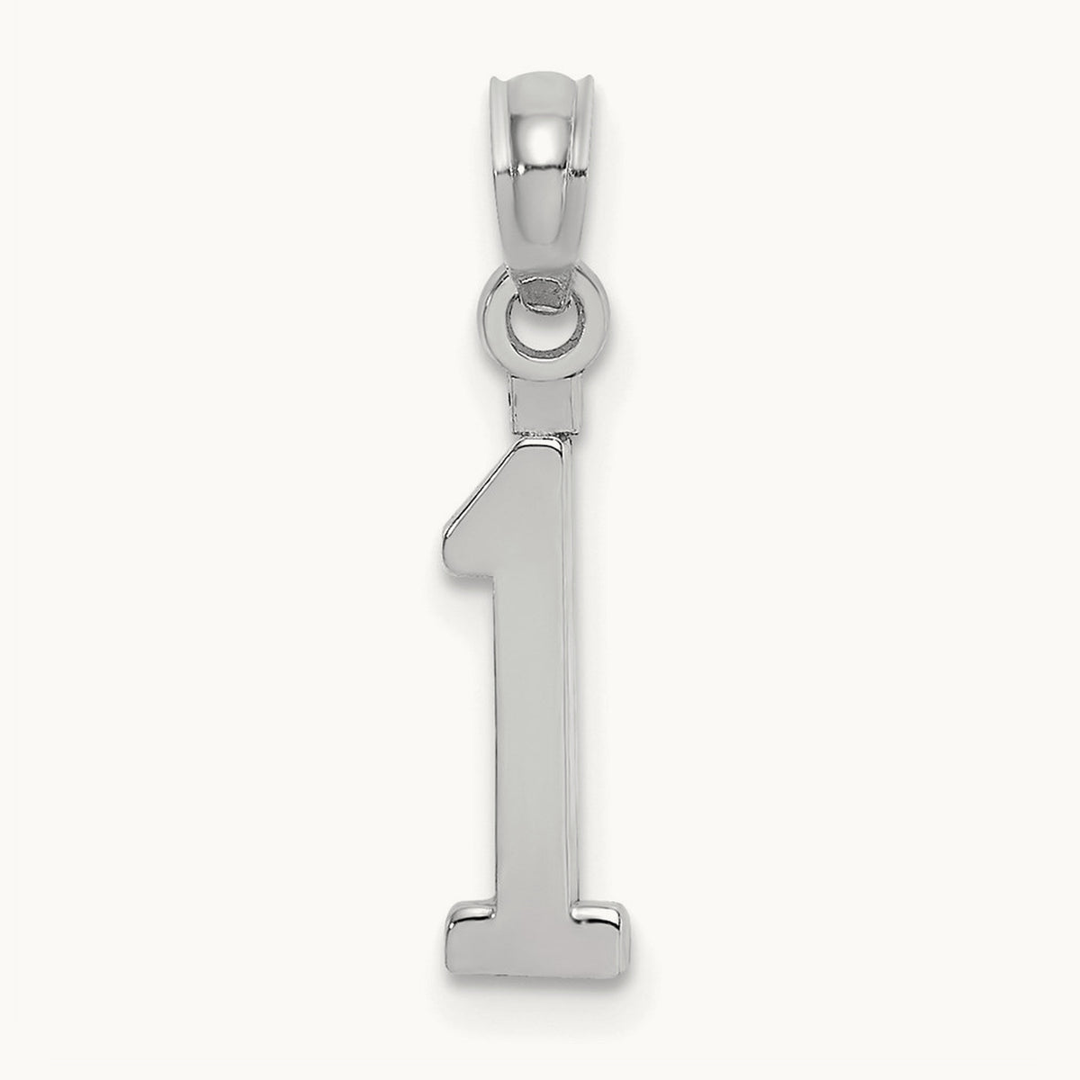 Polished Number 1 Pendant — 14K White Gold, 18.83mm