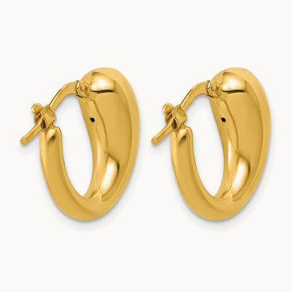 Polished Hollow Puffed Hoop Earrings, 14K — Leslie's