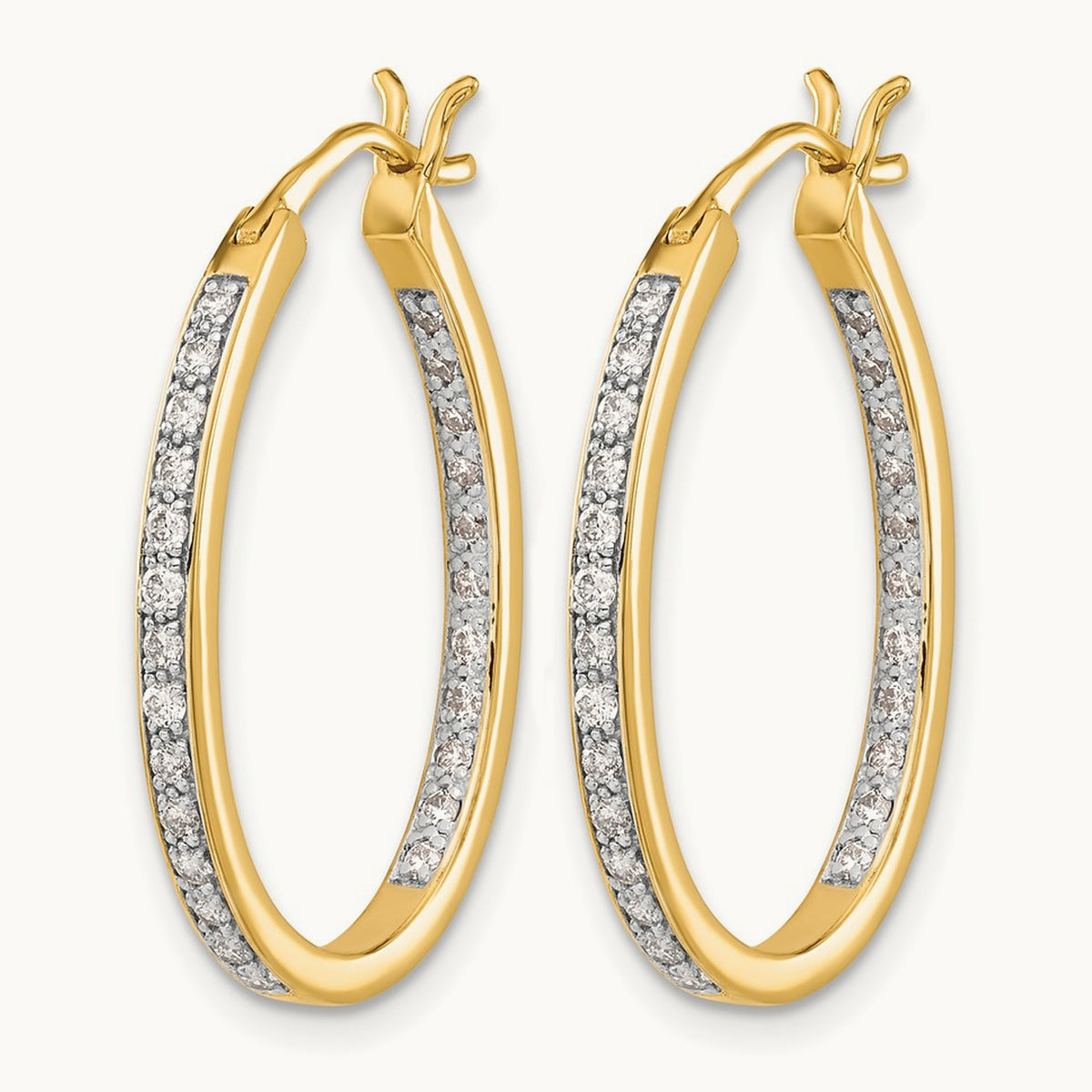 In/Out Hoop Earrings, 0.50 ct tw Lab-Grown Diamond — 14K Yellow Gold
