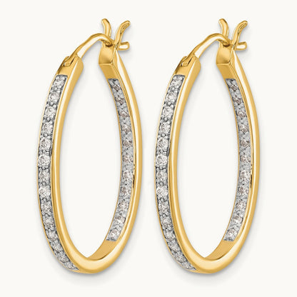 In/Out Hoop Earrings, 0.50 ct tw Lab-Grown Diamond — 14K Yellow Gold