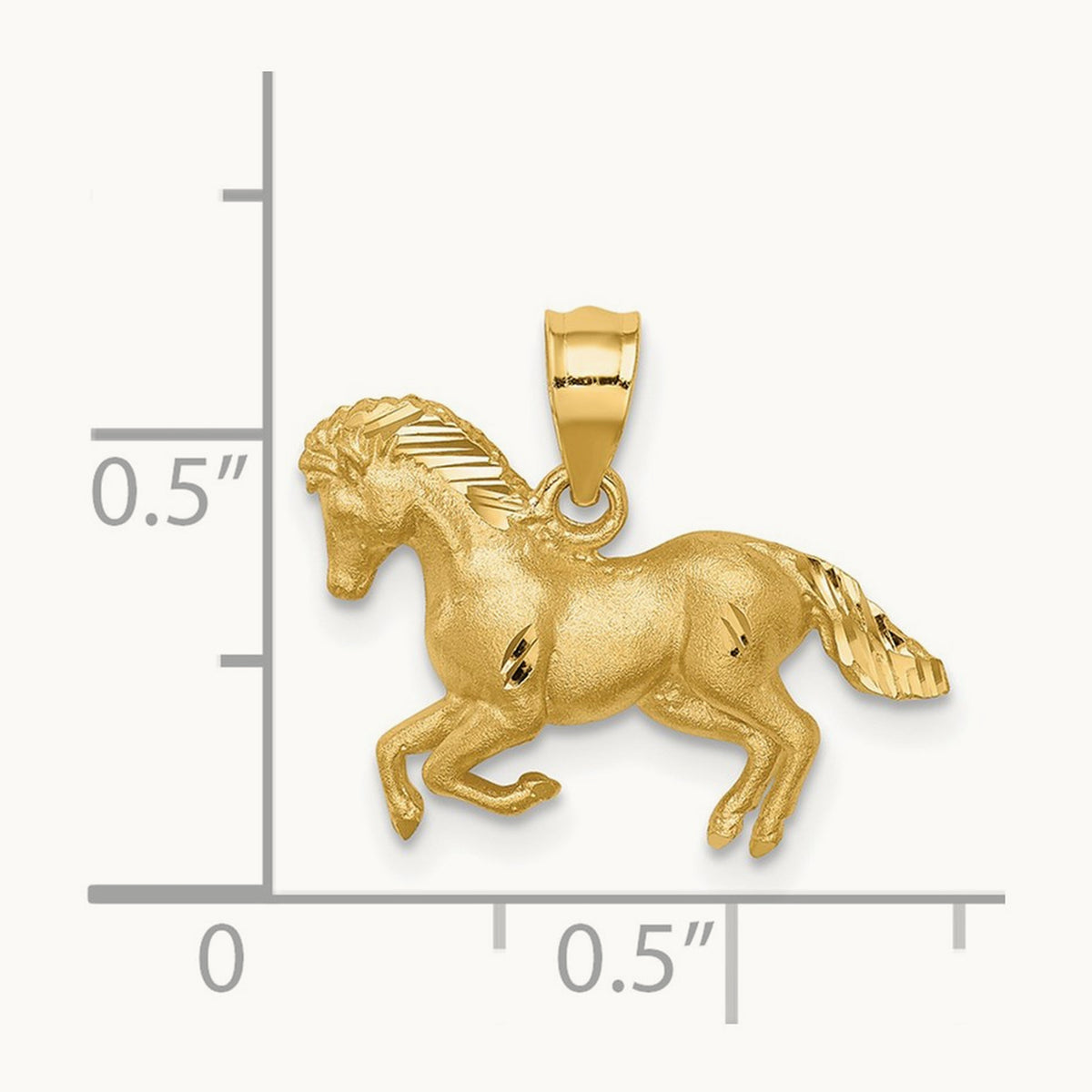Brushed and Diamond-cut Horse Pendant, 14K