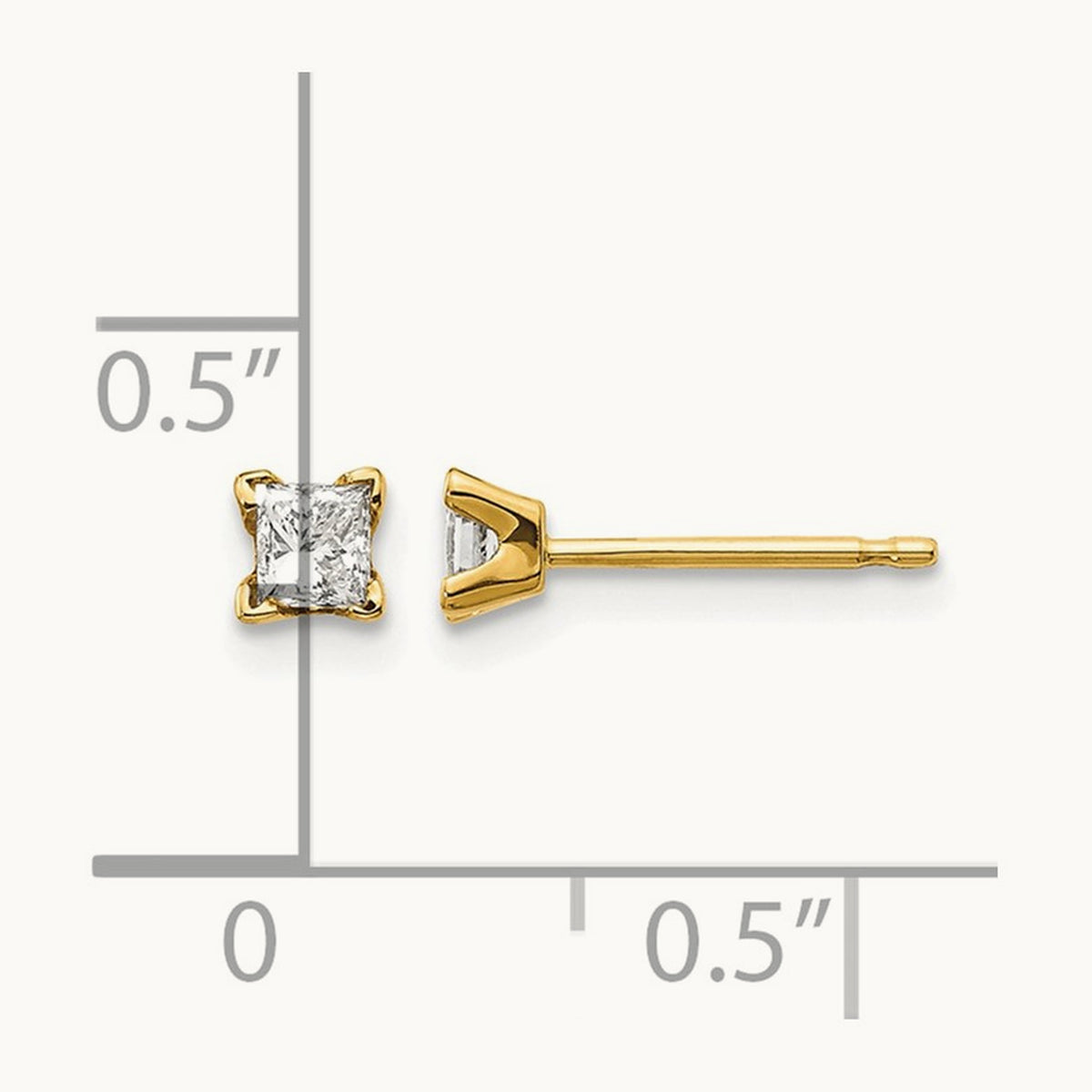 AA Quality Complete Princess-cut Diamond Stud Earrings, 14K