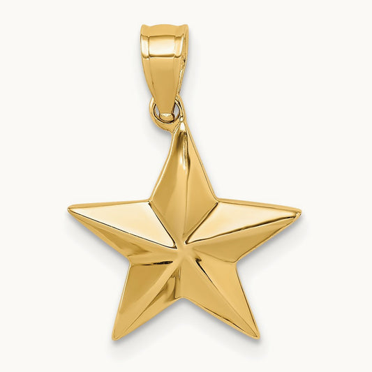 Polished Star Pendant, 14K