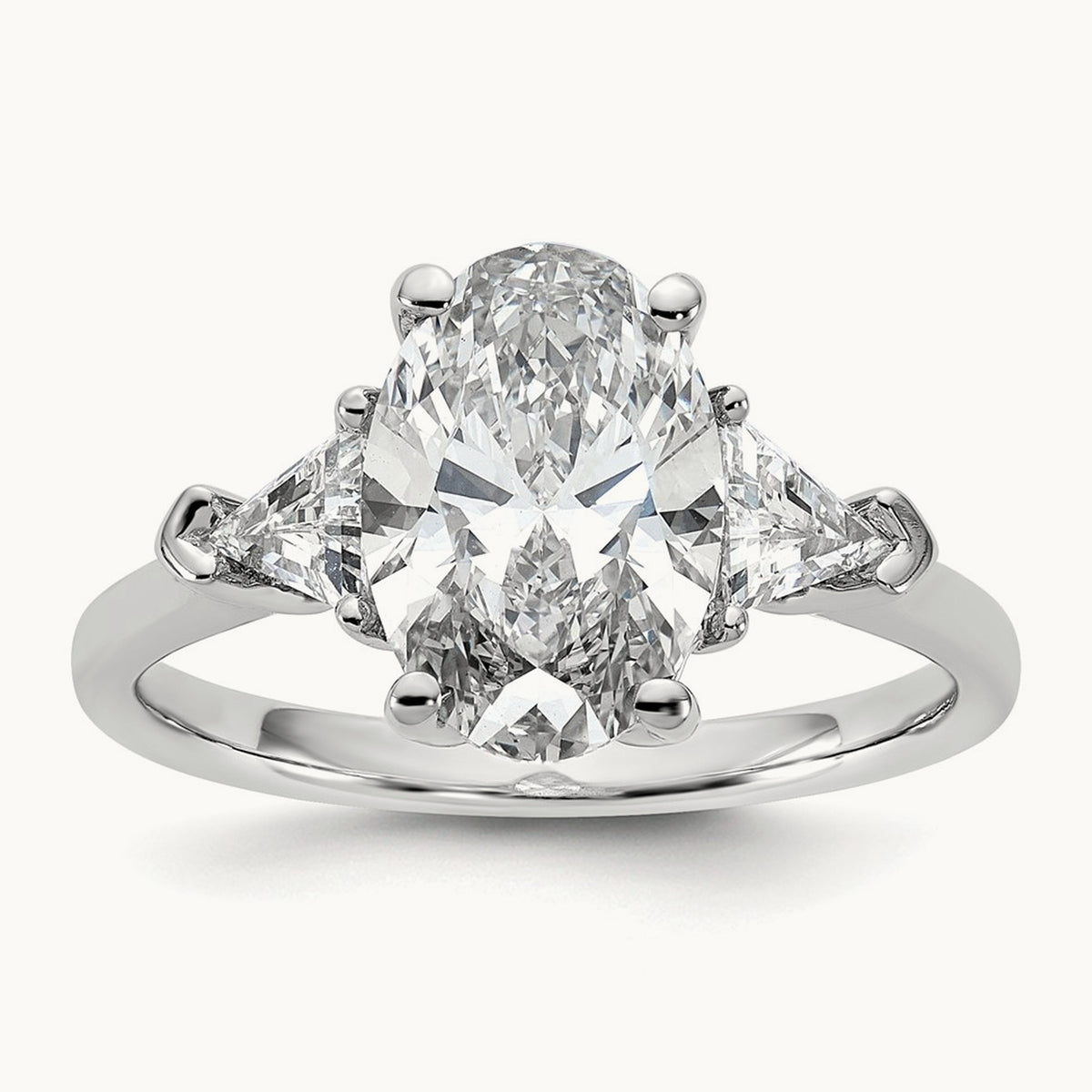 Oval & Trillion 3 Stone Engagement Ring, 1.50-4.00 ct tw Lab-Grown Diamond — 3 1/8 ct, 14K White Gold