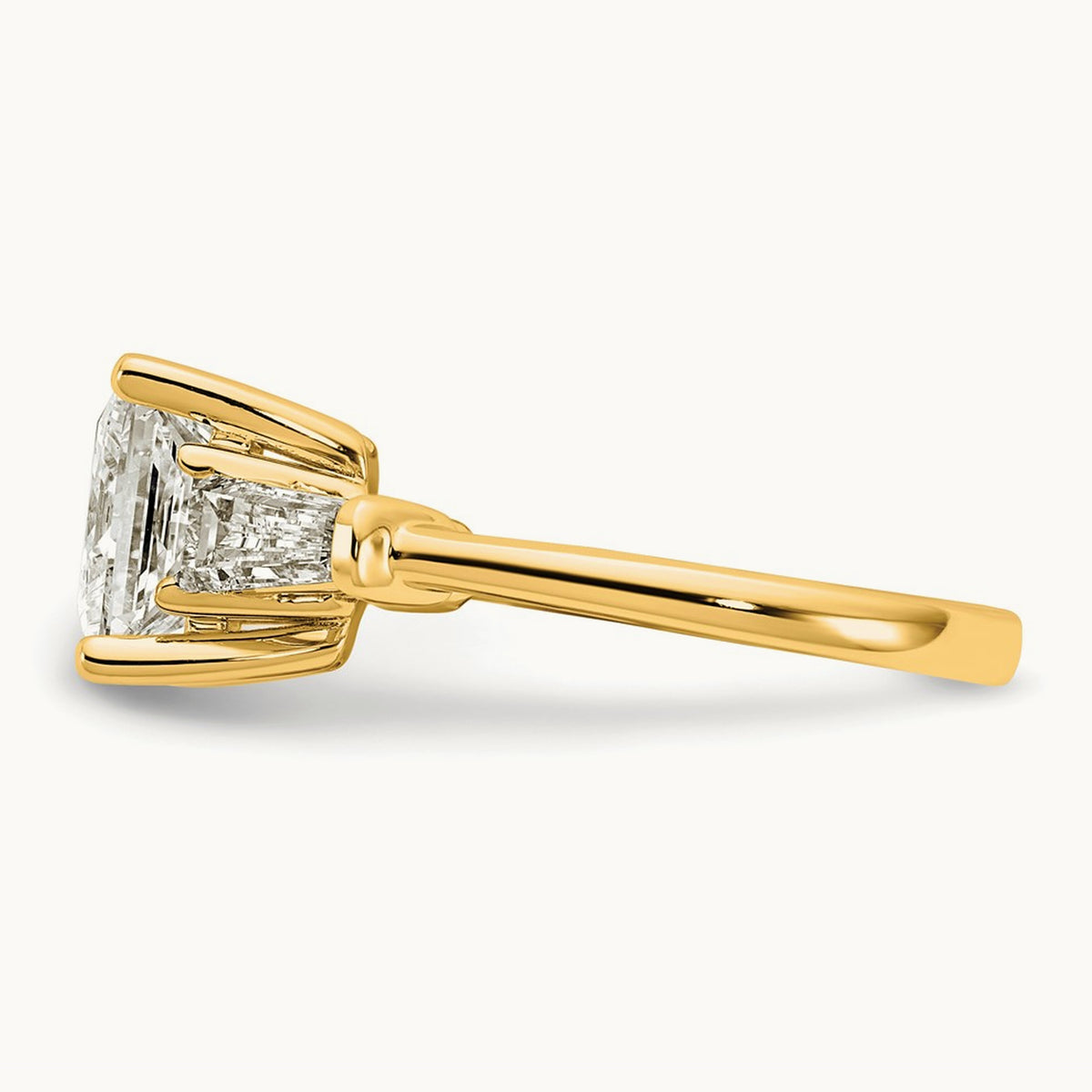 Princess & Baguette Engagement Ring — 14K Yellow Gold, 3 1/5 ct, 7