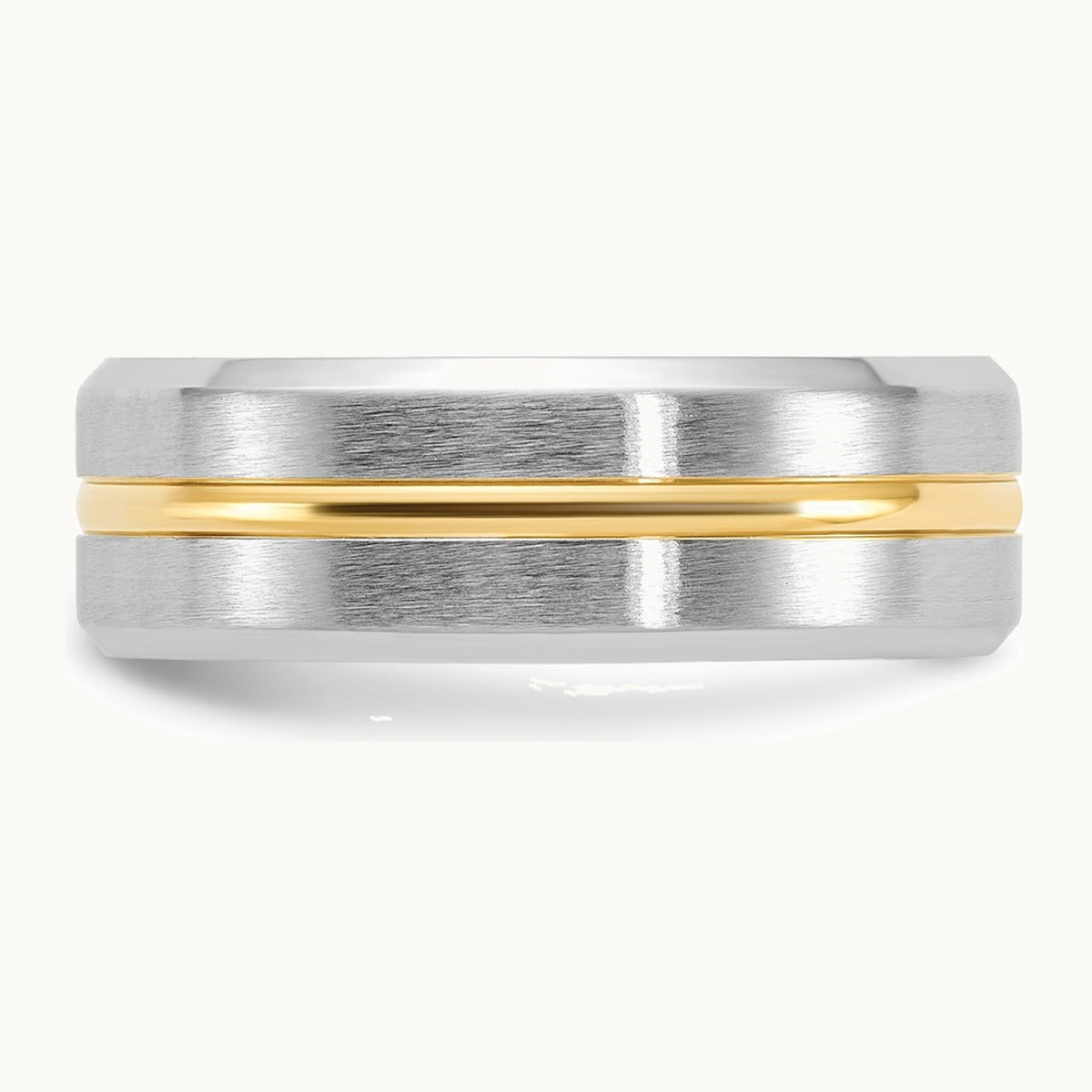 Chisel Cobalt Brushed and Polished with Yellow IP-plated Center Beveled Edge 8mm Band