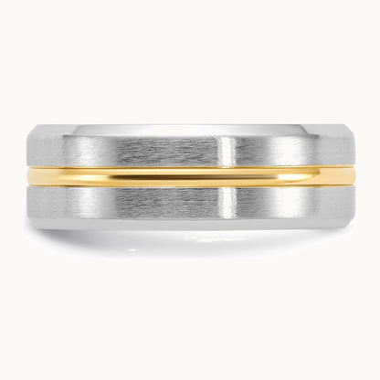 Chisel Cobalt Brushed and Polished with Yellow IP-plated Center Beveled Edge 8mm Band