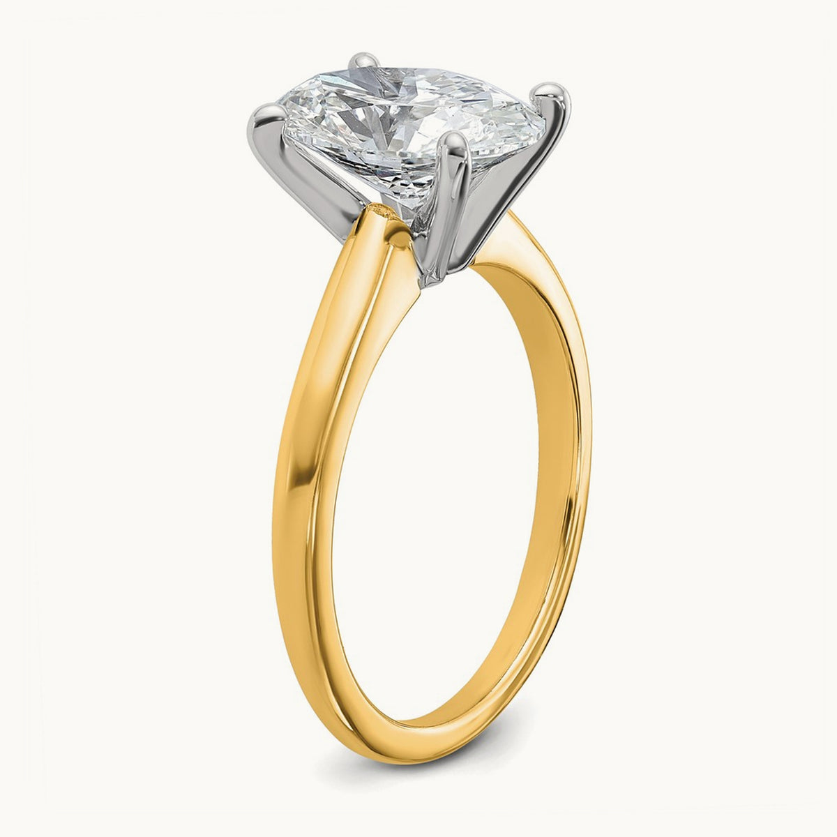 Oval Solitaire Engagement Ring, 0.50-5.00 ct tw Lab-Grown Diamond — 2 1/2 ct, 14K Two-Tone