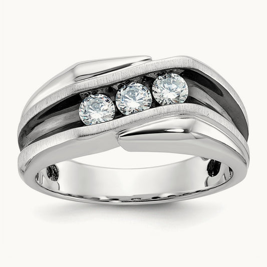 With Black RH Men's Ring, 0.50 ct tw Lab-Grown Diamond