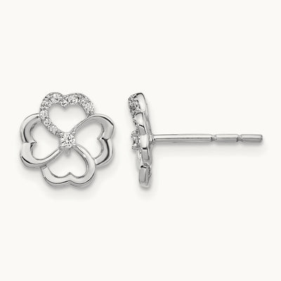 Diamond Fancy Clover Earrings, 14K White Gold