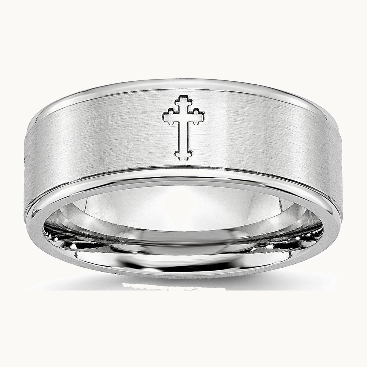 Chisel Cobalt Satin and Polished Ridged Edge 8mm Band