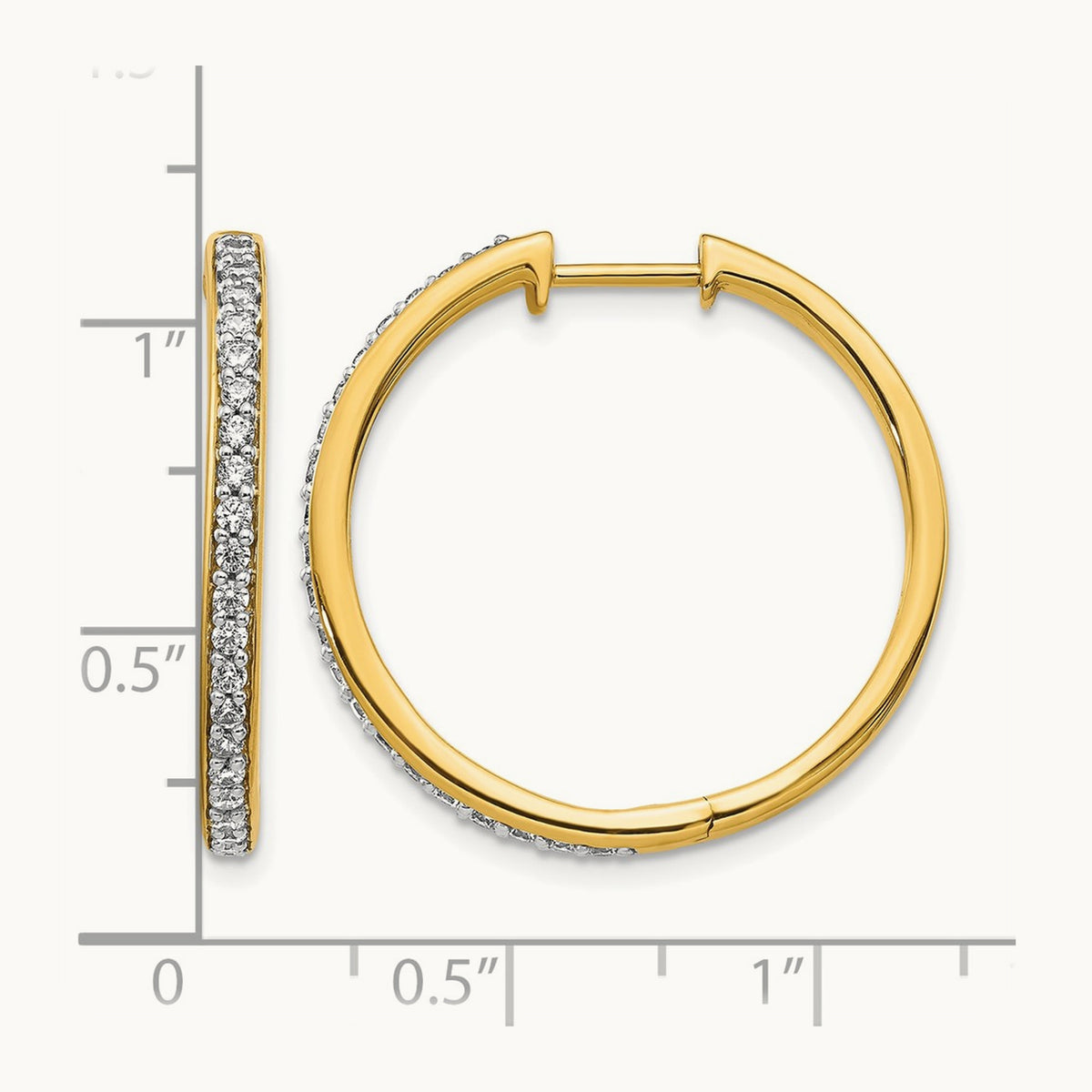 Diamond Hinged Hoop Earrings — 14K Yellow Gold