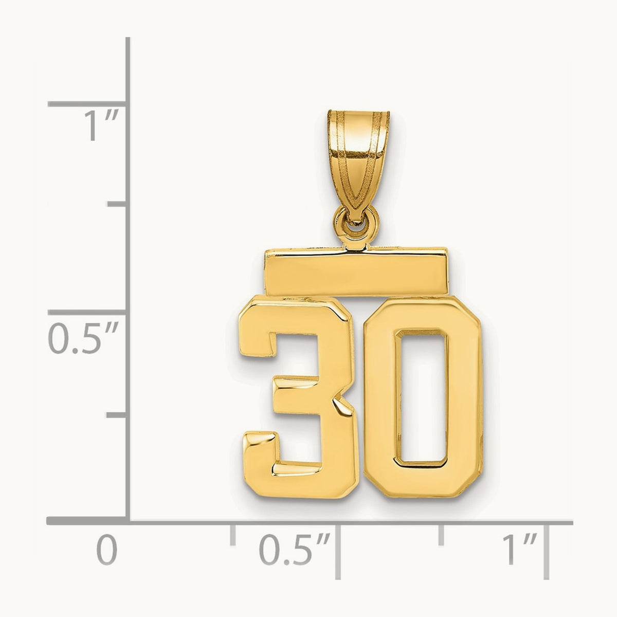 Small Polished Number 30 Charm, 14K