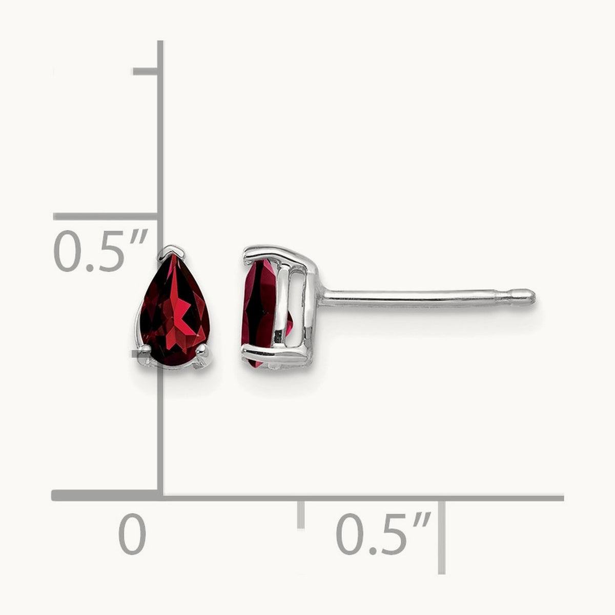 5x3mm Pear Garnet Earrings, 14K White Gold