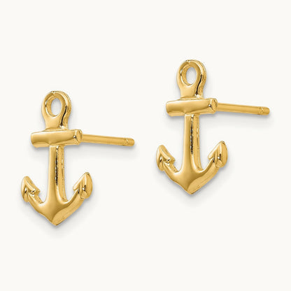 Anchor Post Earrings — 14K Yellow Gold