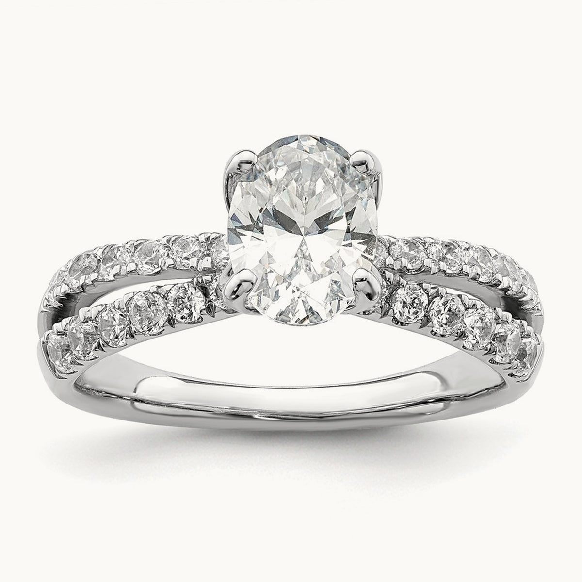 Oval Engagement Ring, 1.50 ct tw Lab-Grown Diamond — 14K White Gold