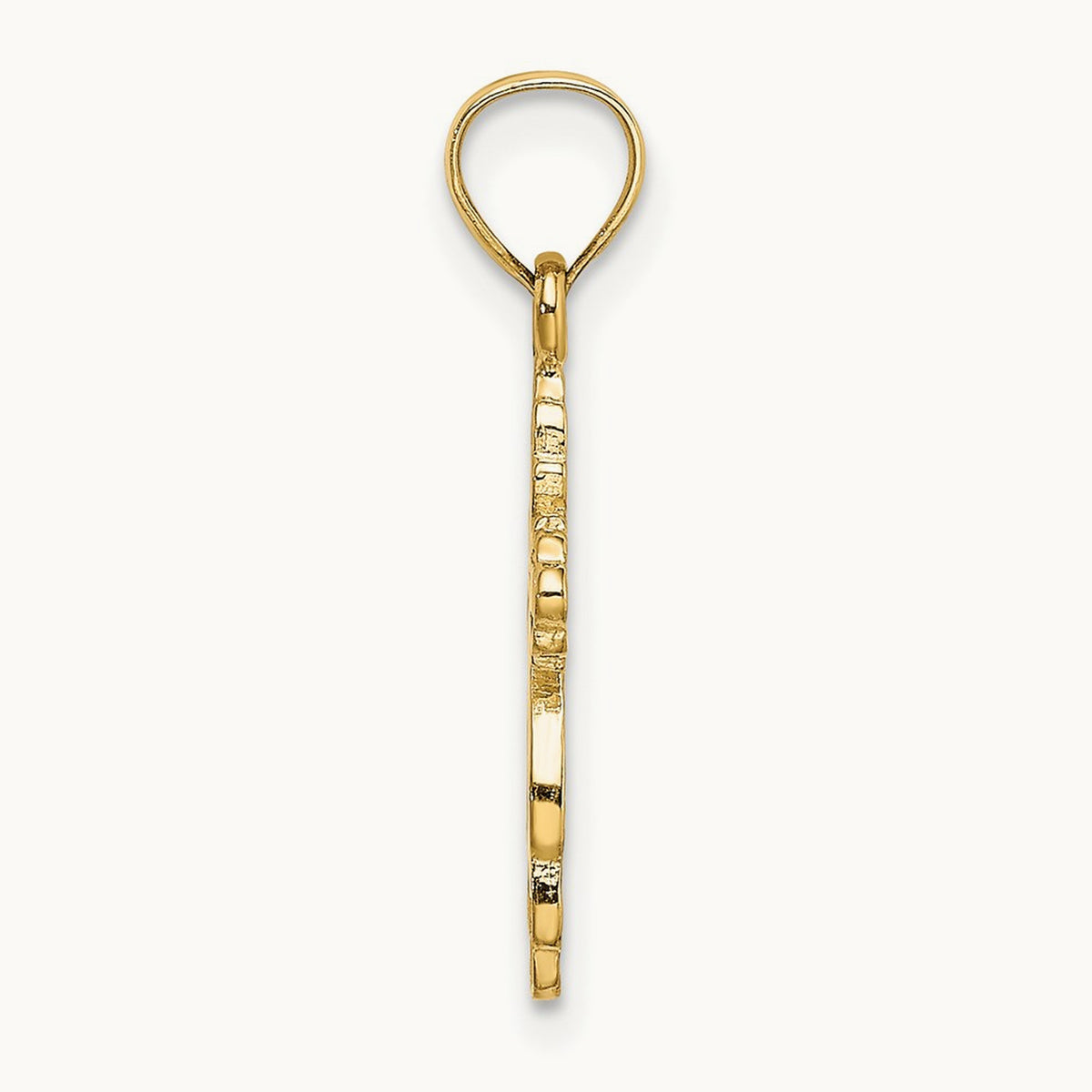 Solid Polished and Textured Cross Charm, 14K