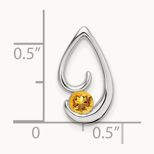 Citrine Chain Slide — 14K White Gold