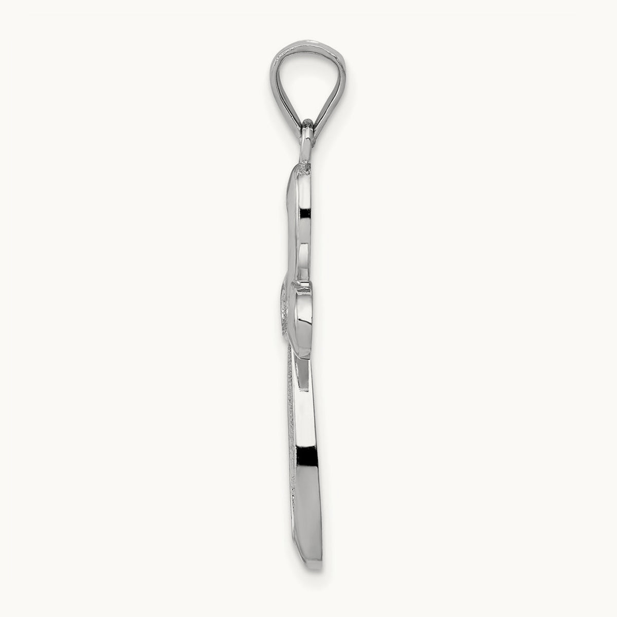Polished Ribbon Cross Pendant — 14K White Gold