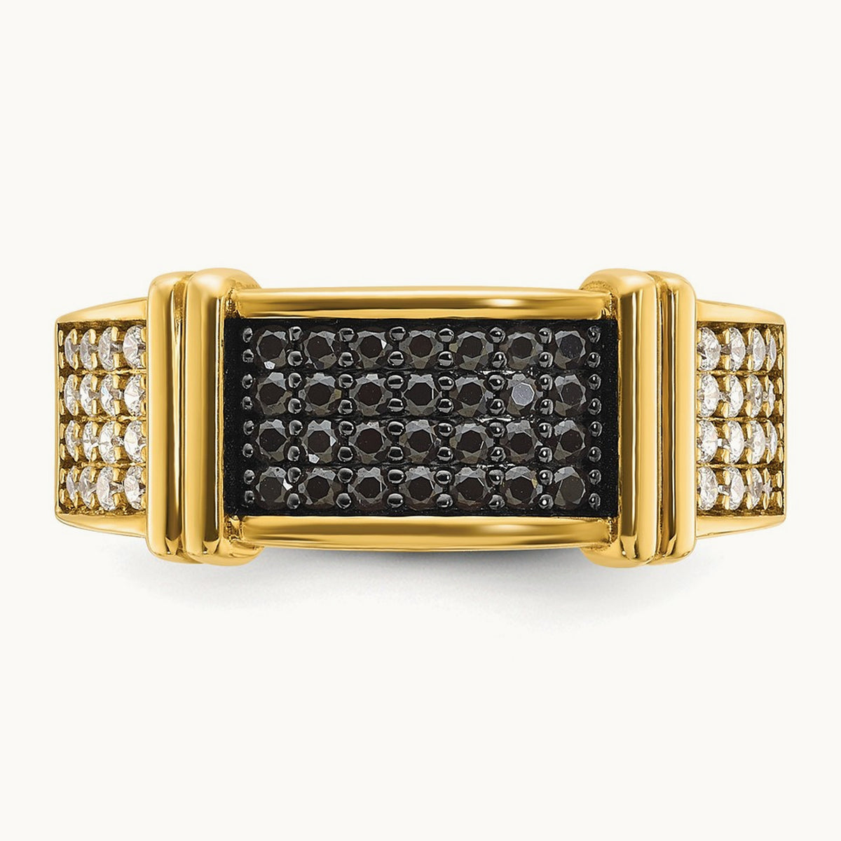 IBGoodman Men's Black and White Diamonds Complete Ring, 14K