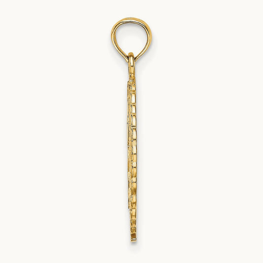 Solid Polished Framed Gymnast Charm, 14K
