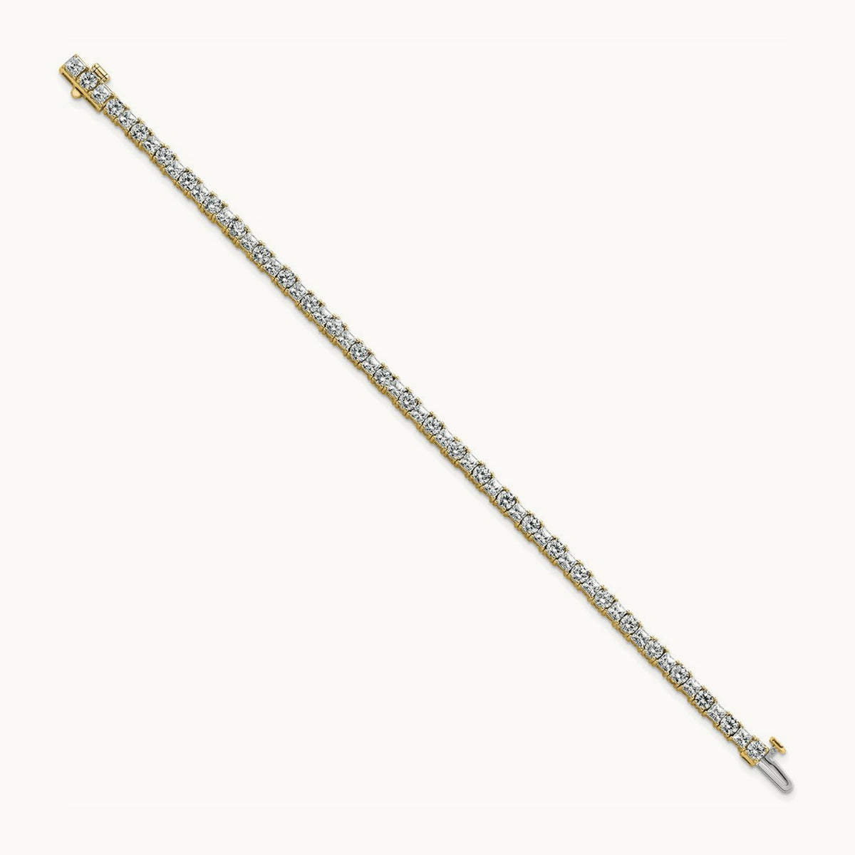 Princess/Round Tennis Bracelet, 7.00 ct tw Lab-Grown Diamond — 14K Yellow Gold