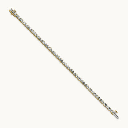 Princess/Round Tennis Bracelet, 7.00 ct tw Lab-Grown Diamond — 14K Yellow Gold