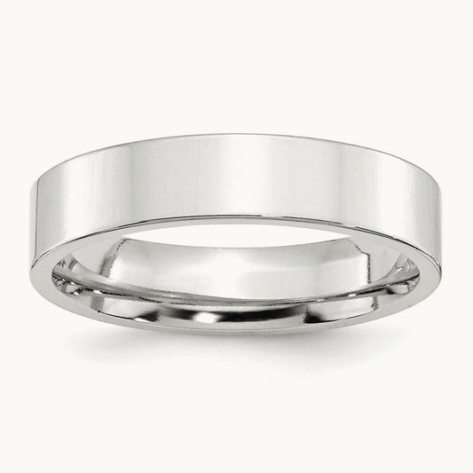 Standard Flat Comfort Fit Band, 5mm, 10K White Gold
