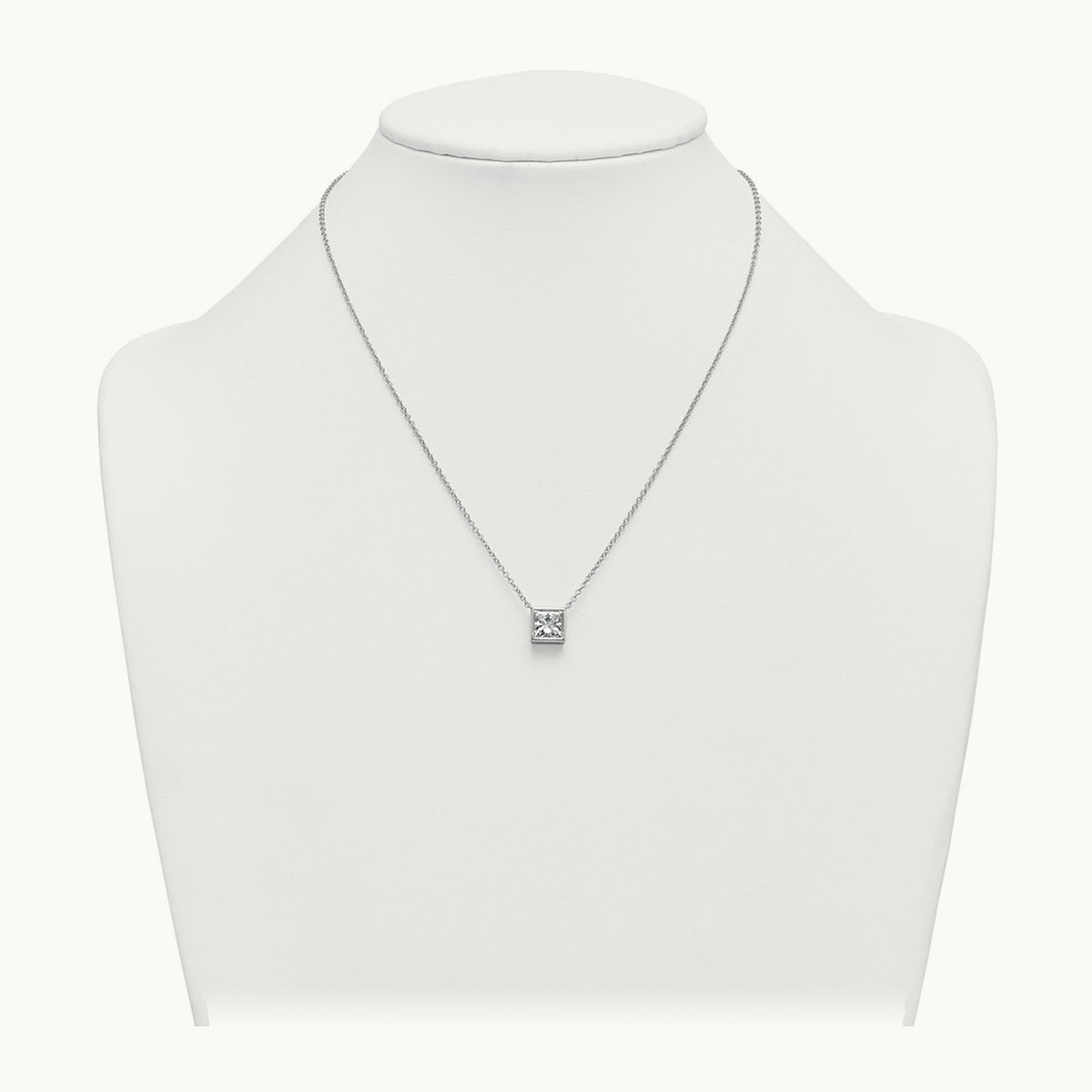 Princess Bezel Set Pendant, 1.00-4.00 ct tw Lab-Grown Diamond — 2 1/2 ct, 14K White Gold