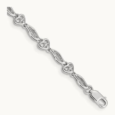 Polished Diamond Heart Bracelet, 14K White Gold
