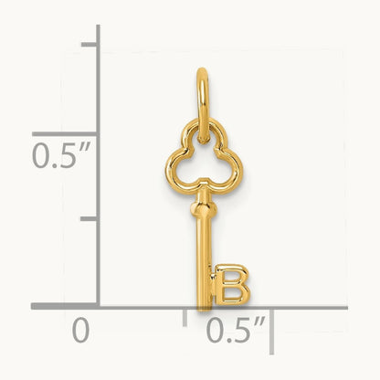 Key Initial Charm — 14K Yellow Gold, B